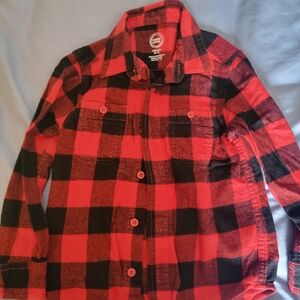 WonderNation Red and Black Plaid Kids Shirt Size XS